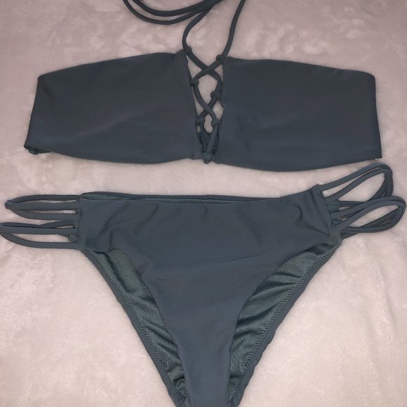 Tobi Blue Lace-Up Bikini Set - Picture 7 of 12